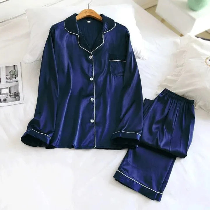 Printed Hot Sexy Silk Ladies Sleep Wear Night Dress with Shirt and Trouser (Complete Sleeping Suit) For Women/Nighty for Girls